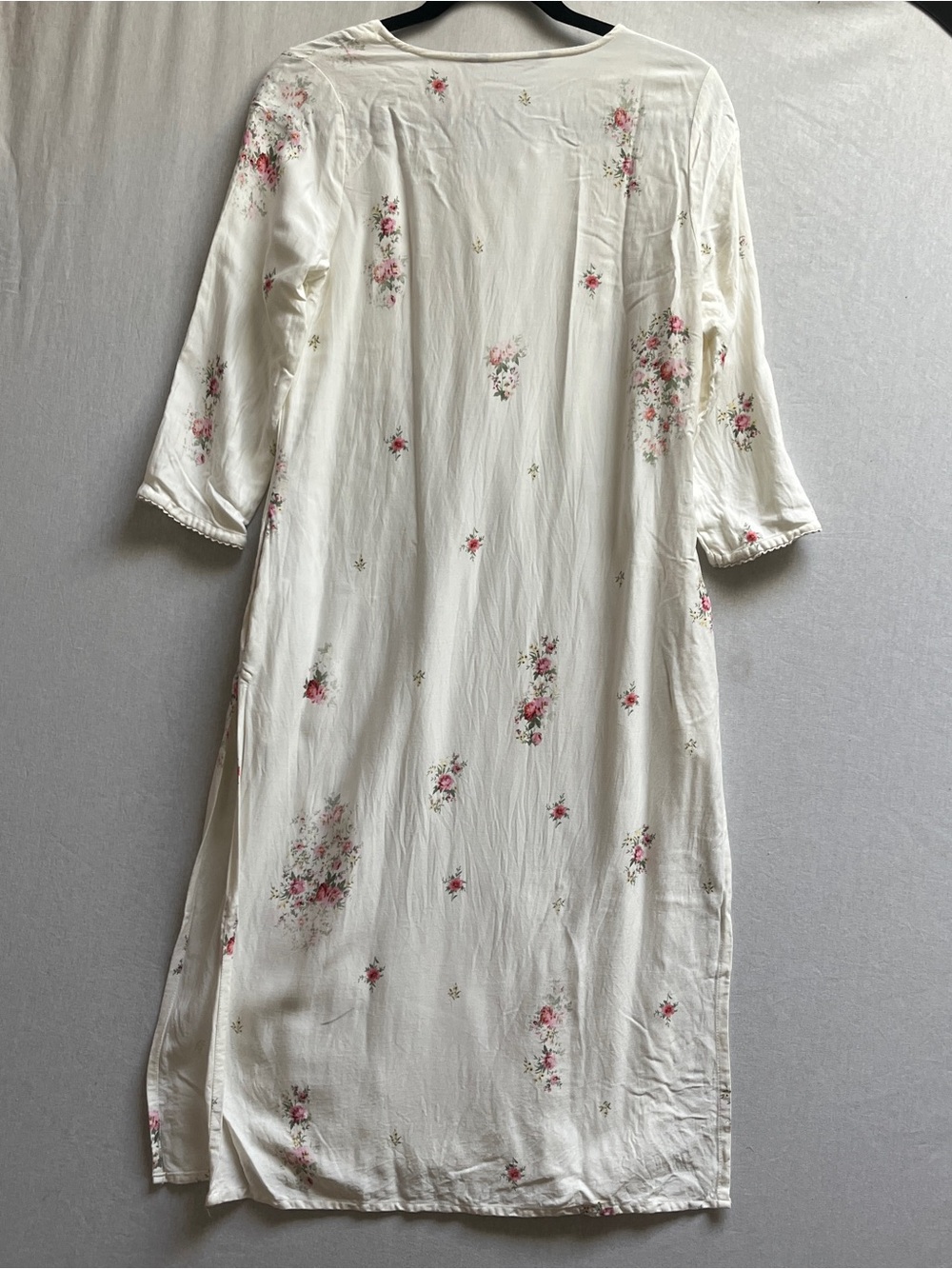 Melange White Pink Floral Midi Tunic Dress 100% Viscose Size M - Picture 11 of 11